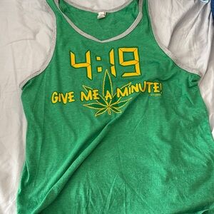 Green Tank Top with Yellow Graphic